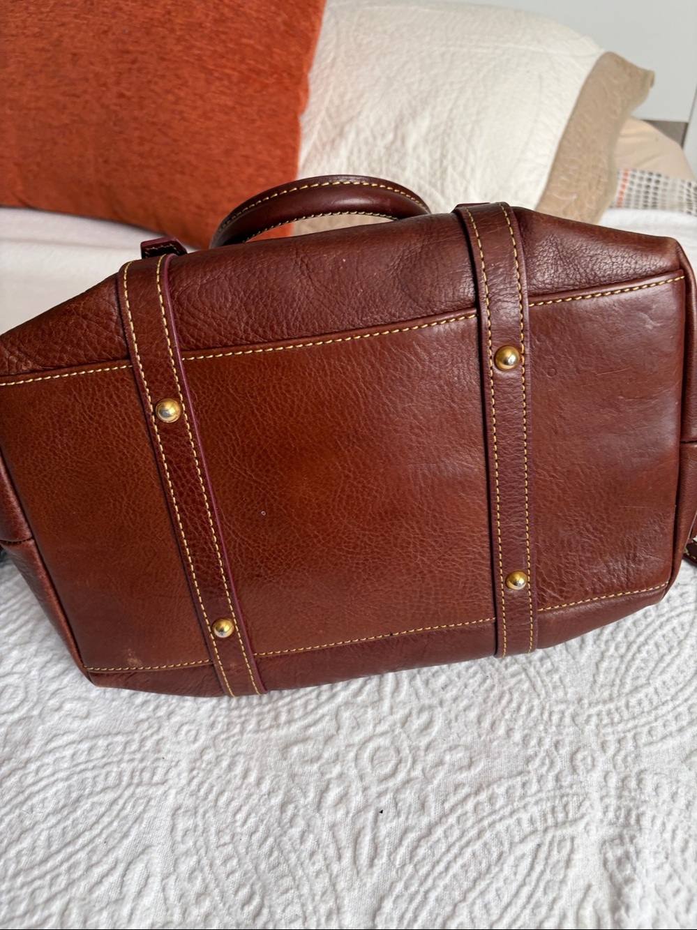 Dooney & Bourke Chestnut Brown Leather Satchel with Tassel - Picture 4 of 6